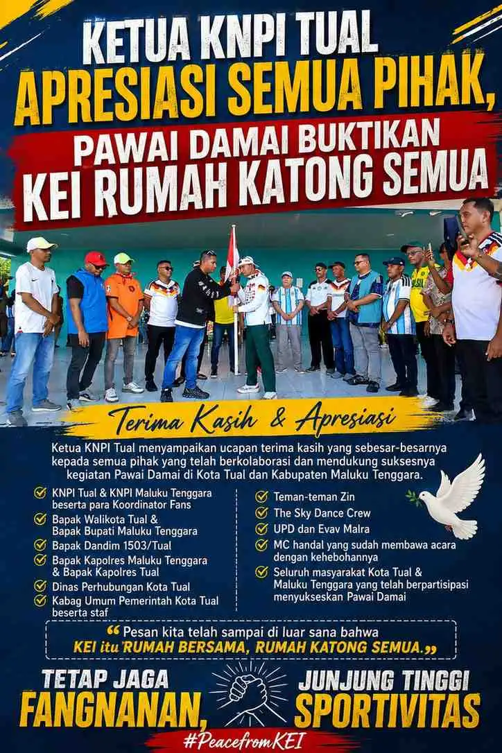 Ketua KNPI Tual Apresiasi Semua Pihak,Pawai Damai Buktikan Kei Rumah Katong Semua